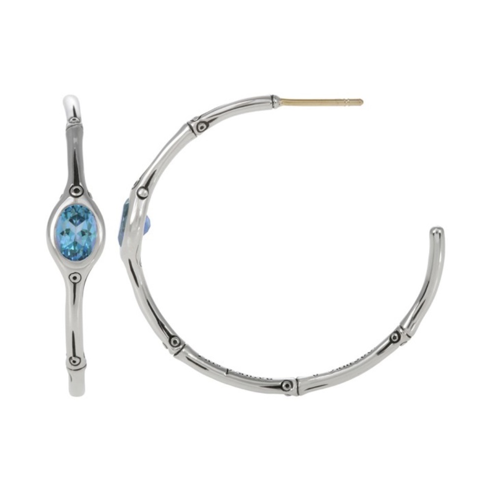 JOHN HARDY SWISS BLUE TOPAZ HOOP EARRINGS
